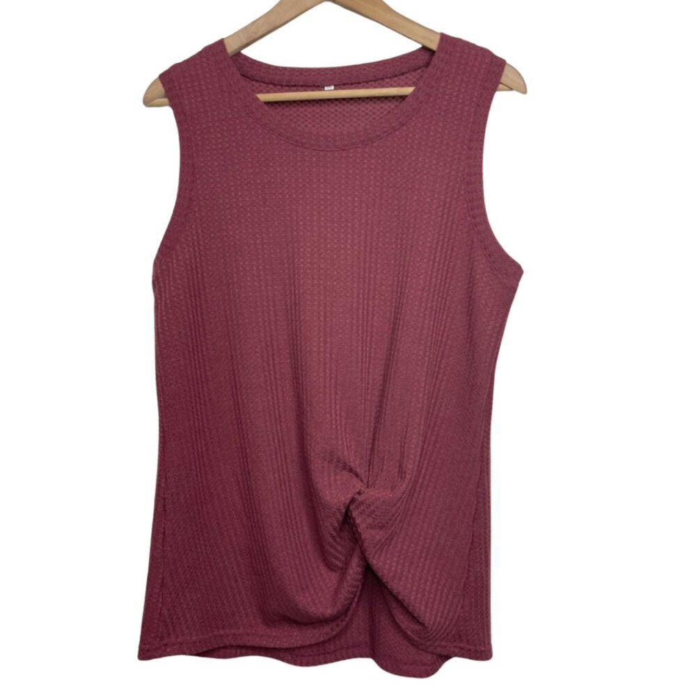 UNBRANDED | Women's Solid Mauve Waffle Knit Summer Sleeveless Tank | Size XXL